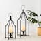 Modern Farmhouse Black Metal Candle Lantern Set, 22" & 16.5"